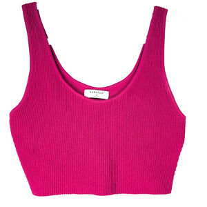 Aritzia Babaton Raspberry Pink Ribbed Sculpt Knit Sleeveless Cropped Tank Medium